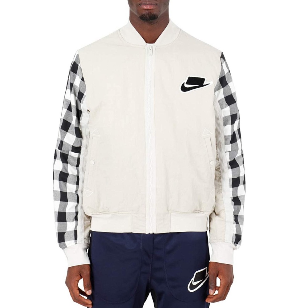 Nike Bomber Jacket with Plaid Sleeves